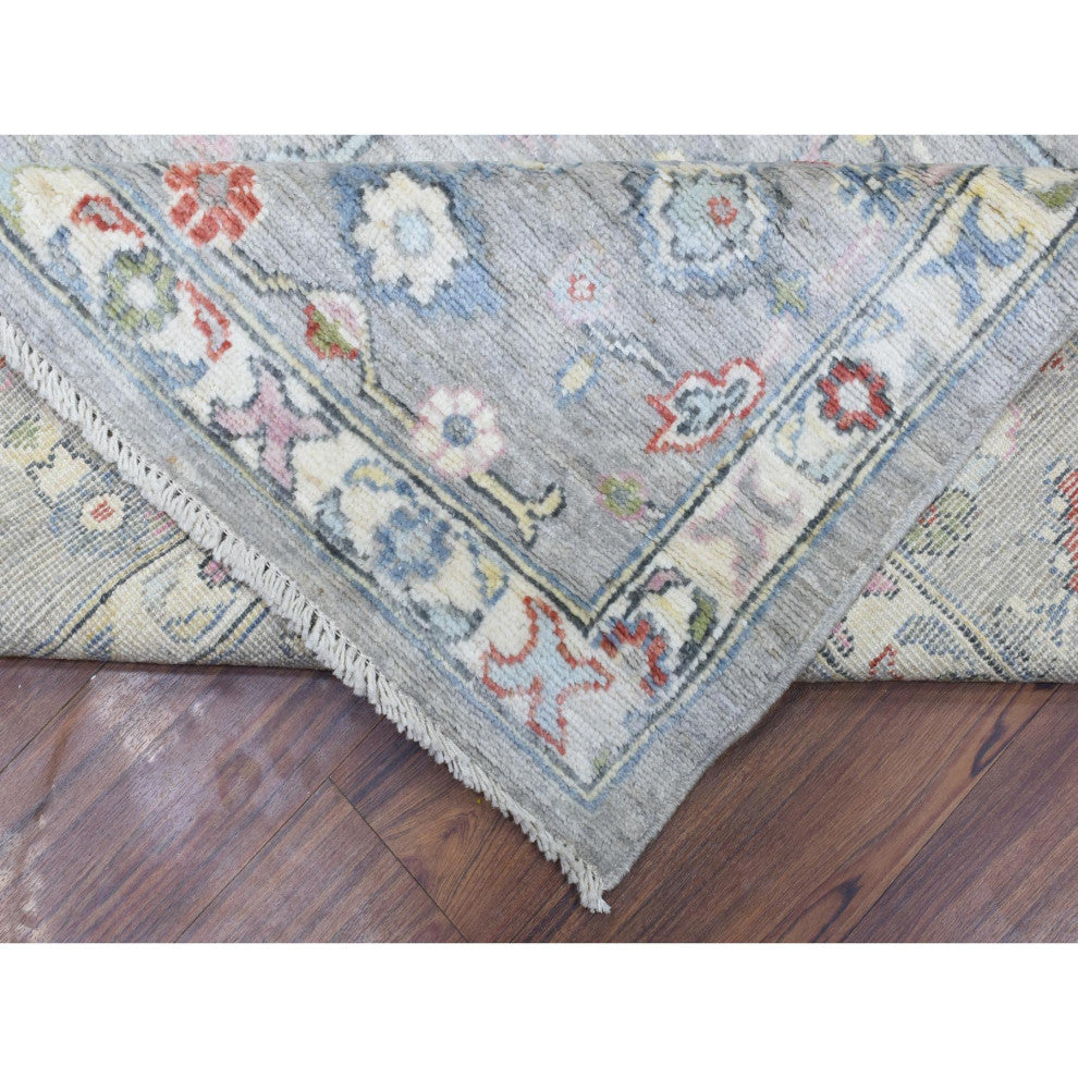 Light Gray, Hand Knotted Afghan Angora Oushak, Soft Wool Rug, 8'1"x10'1"