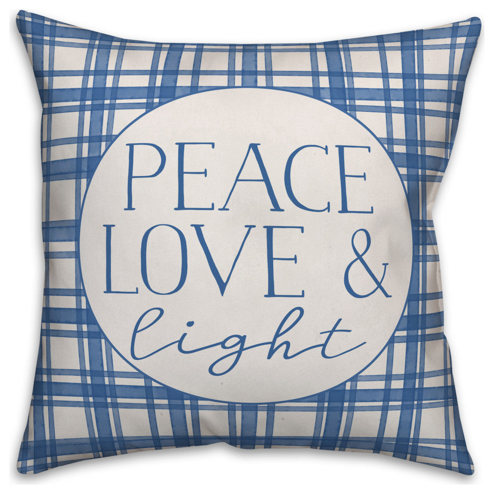 Peace Love Light Plaid 20"x20" Throw Pillow