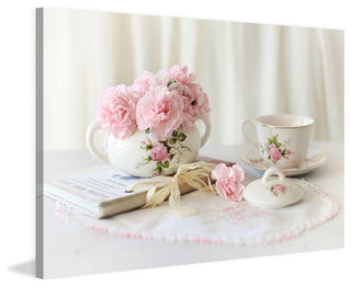 "Pink Tea Party" Painting Print on Wrapped Canvas