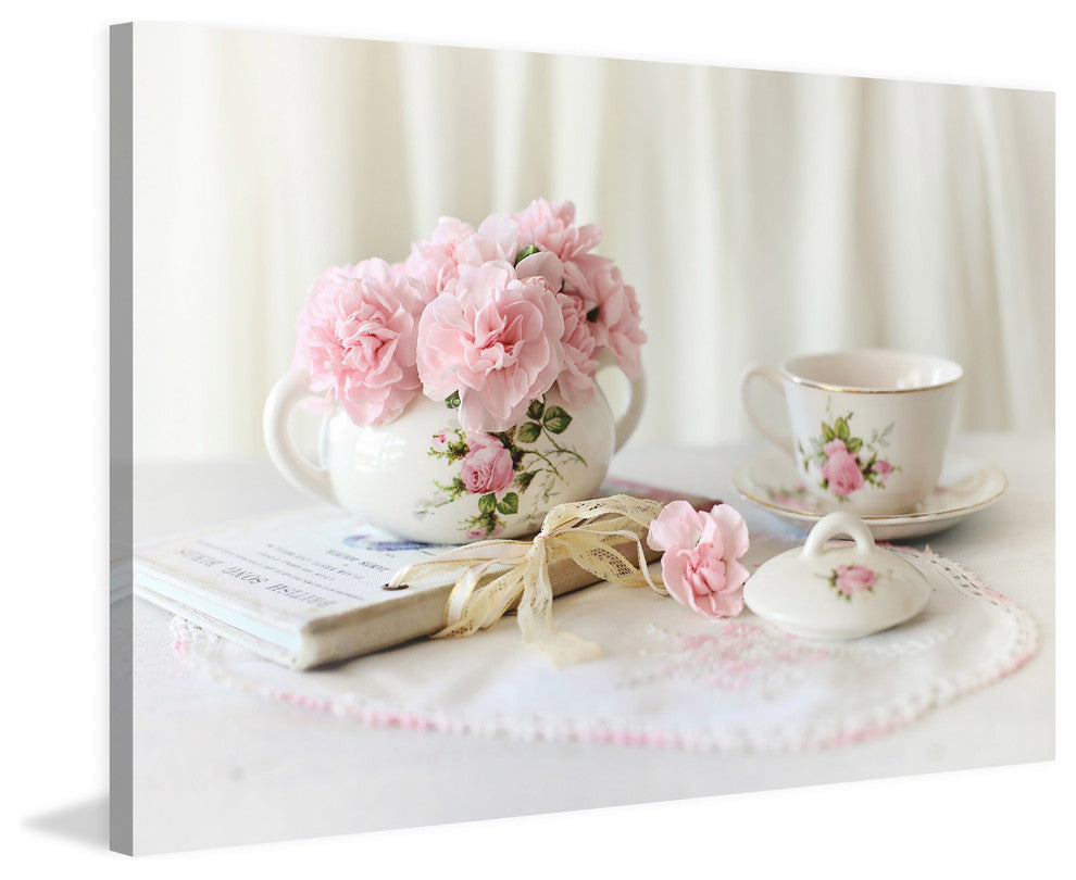 "Pink Tea Party" Painting Print on Wrapped Canvas