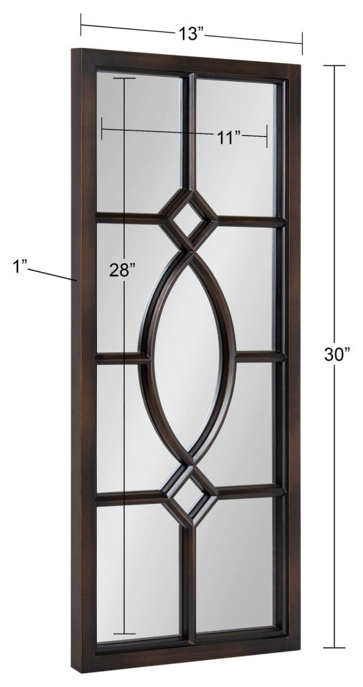 Cassat Framed Wall Accent Mirror, Brown 13x30