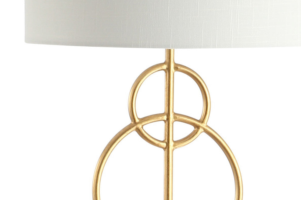 Haines 60" Modern Circle Marble and Metal LED Floor Lamp, Gold