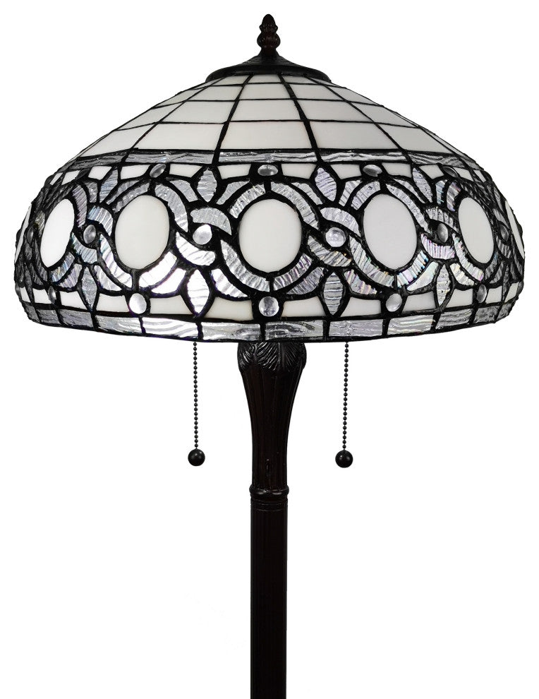 Tiffany Style 2 Light Old Fashioned Floor Lamp, 62" Tall