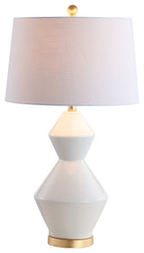 Alba 29" Geometric Ceramic and Metal LED Table Lamp, Gray