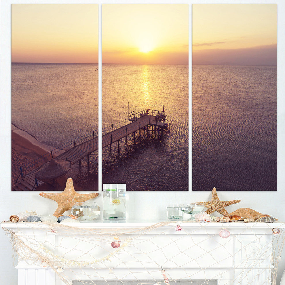 "Boardwalk Over the at Sunset" Metal Wall Art, 3 Panels, 36"x28"