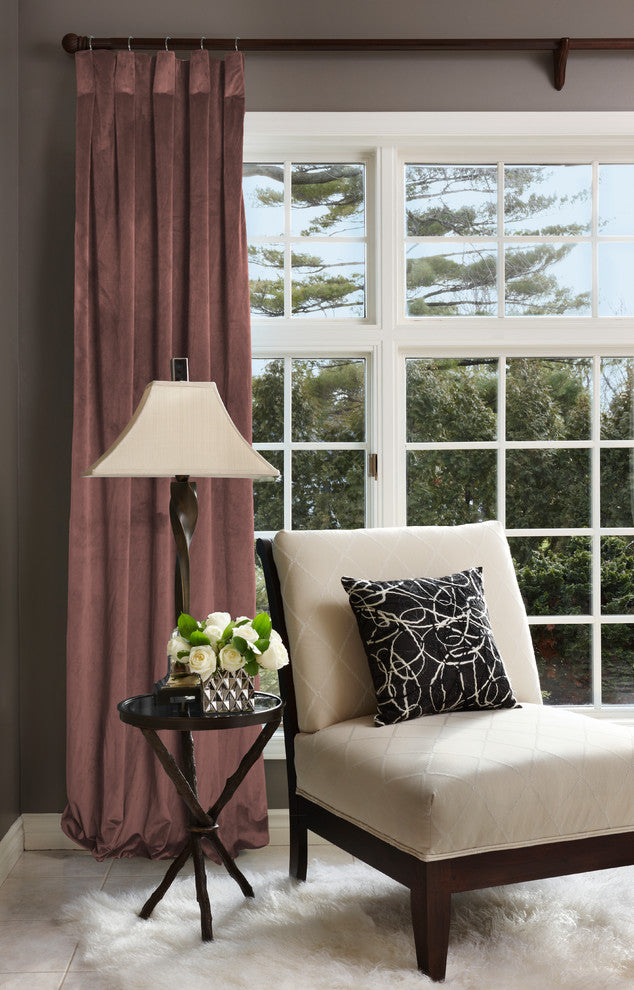 Milan Coral Blush, Luxurious Velvet, Drapery Panel, Pinch Pleat, 24 X 115"