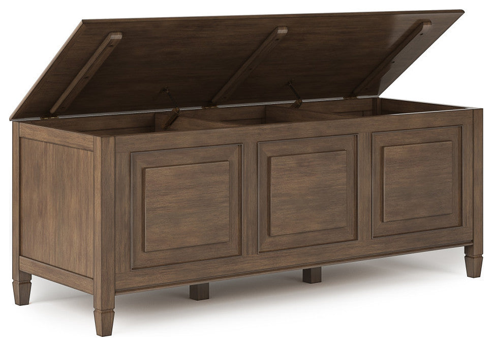 Connaught Solid Wood Entryway Storage Bench, Natural Aged Brown