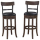 Home Square 2 Piece 26" Height Swivel Bar Stool Set in Washed Brown and Black