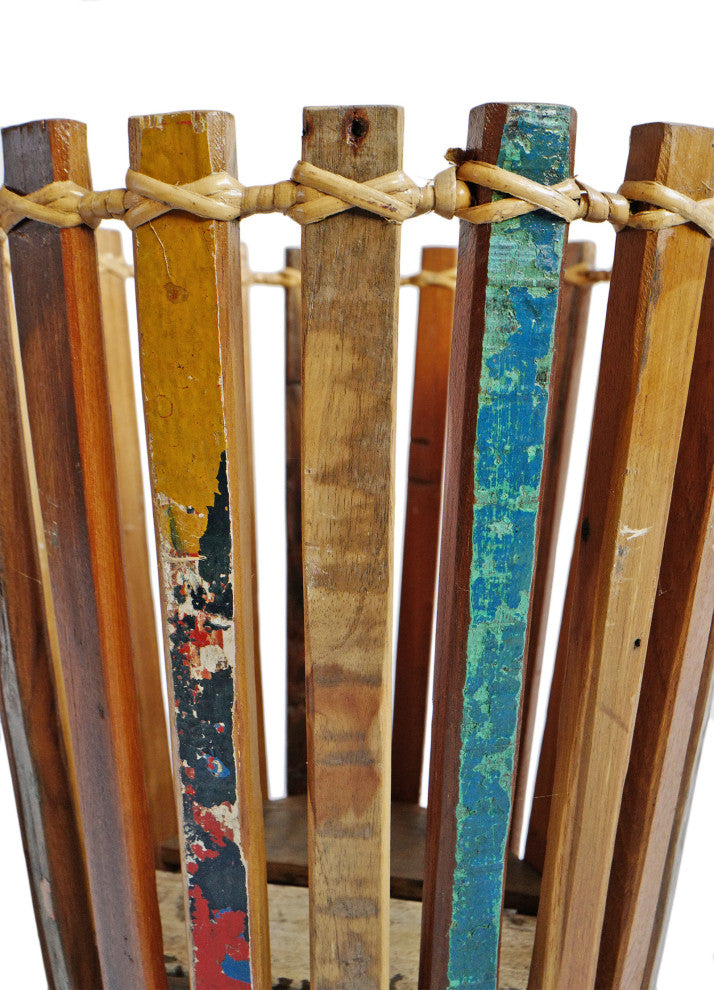 Salvaged Boat Wood Basket Medium
