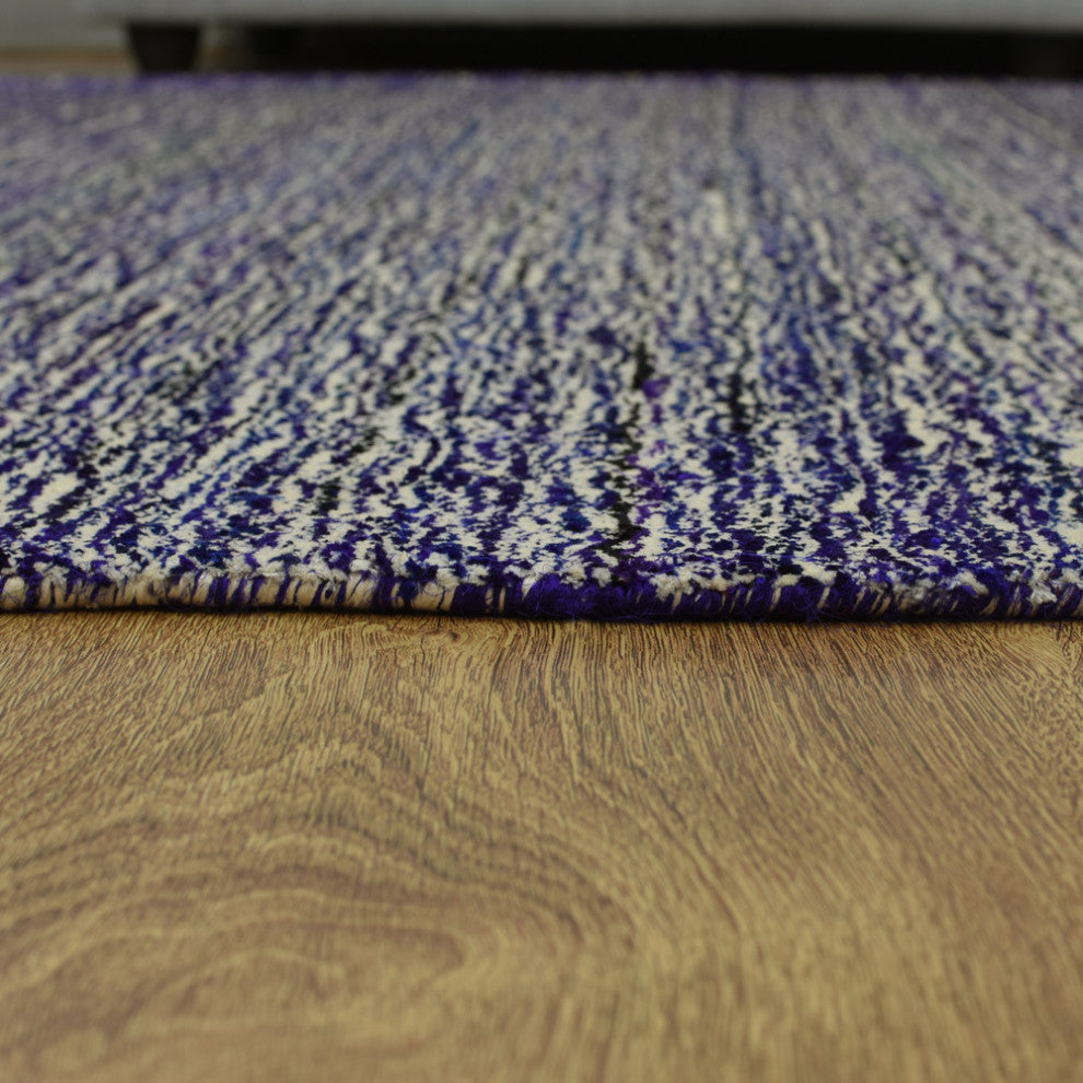 Hand Knotted Loom Silk Mix Area Rug Solid Purple Blue