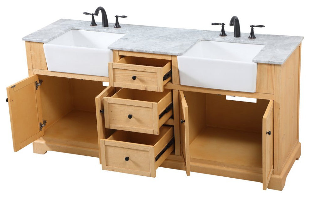 Home Living 22" Farmhouse Natural Wood-Light Bathroom Vanity