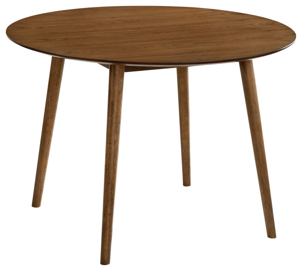 Arcadia and Azalea Round and Wood 5-Piece Dining Set, Orange and Walnut, 42"