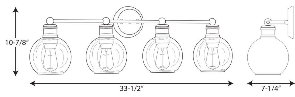 Hansford Collection 4-Light Bath and Vanity, Polished Nickel
