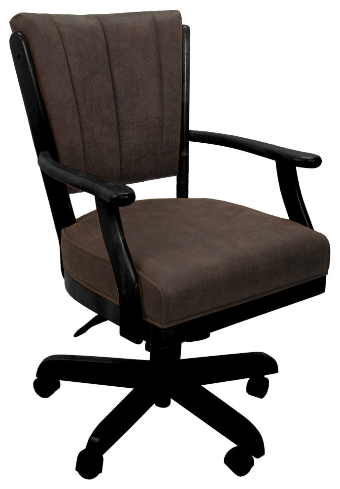 Classic Caster Swivel Dining Chair on Wheels, Solid Wood, Northwest Whiskey - Black