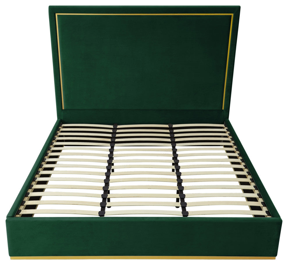 Inspired Home Marceline Bed Upholstered, Hunter Green Velvet King