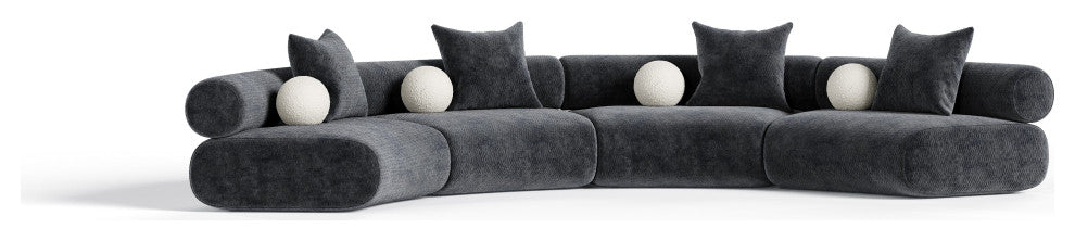 Divani Casa Simpson Dark Grey Fabric Modular Sectional Sofa