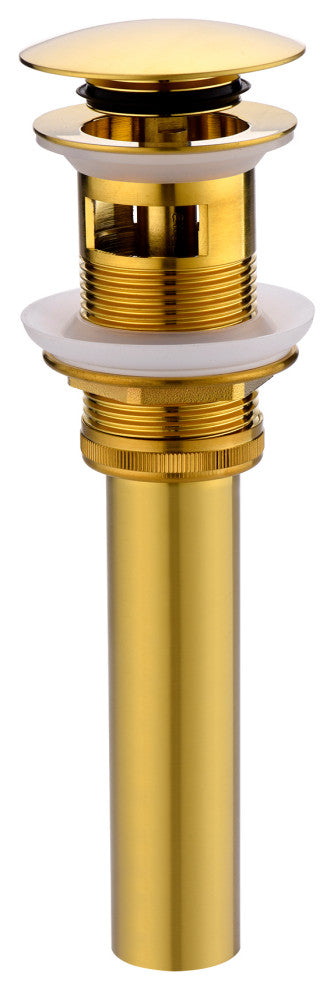 1-5/8" Push Pop-Up Drain Stopper With Overflow for Sink, Brushed Gold
