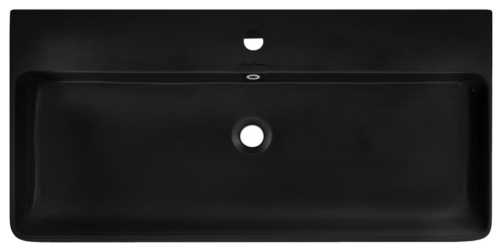 Carre 36" Rectangle Wall-Mount Bathroom Sink, Matte Black