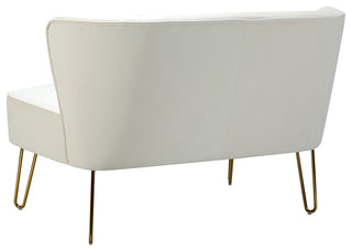 Contemporary Tufted Back  Loveseat, Ivory