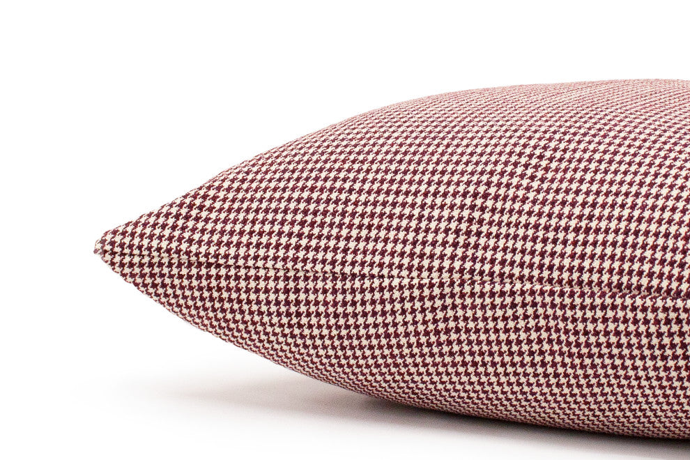 Crimson Houndstooth Cushion Cover, 20" X 20"