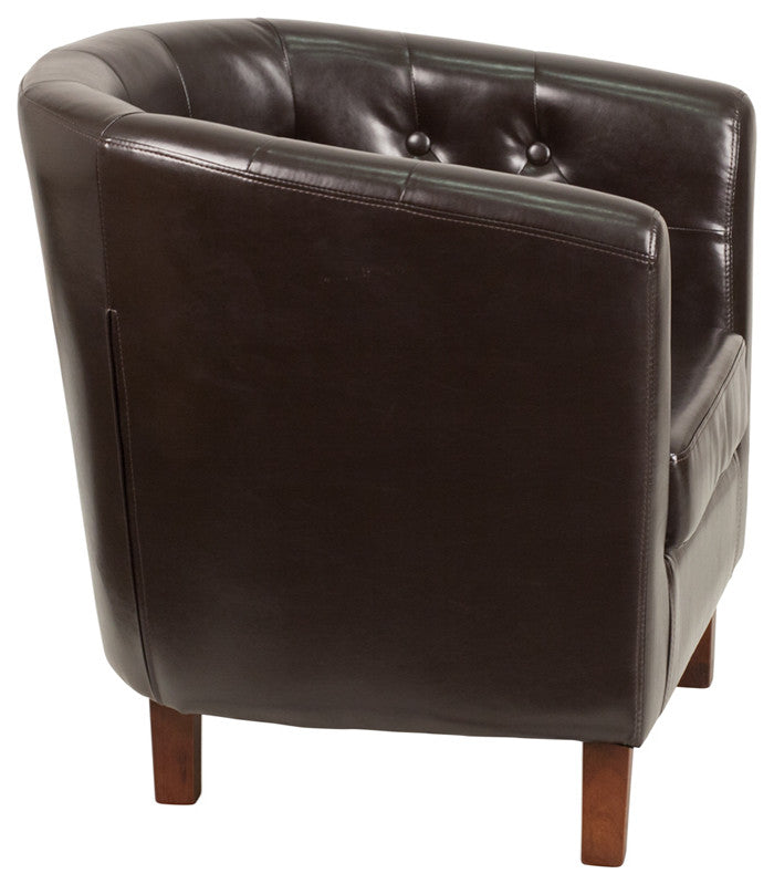 Brown Leather Barrel Chair
