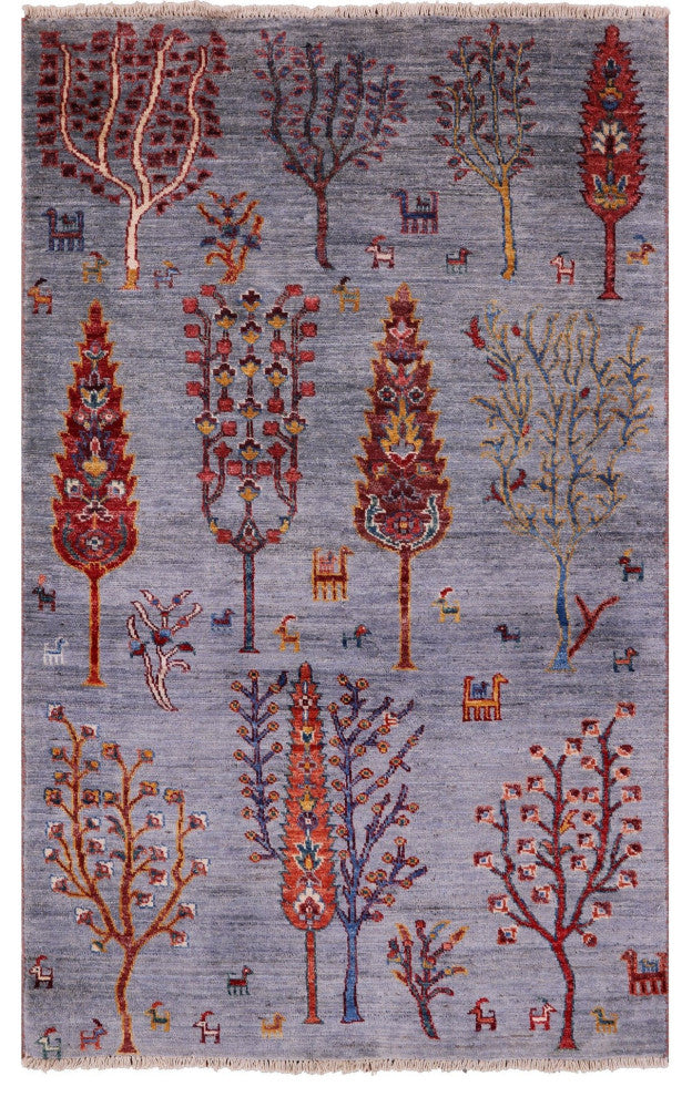 3' 1" X 5' 0" Handmade Tribal Persian Gabbeh Rug Q5305