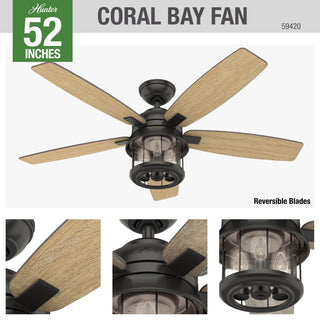 Hunter Fan Company Coral Bay Noble Bronze Ceiling Fan With Light and Remote, 52"