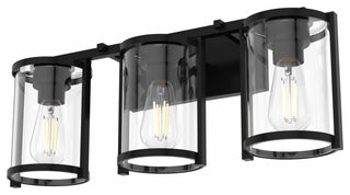 Astwood Matte Black With Clear Glass 3 Light Vanity Wall