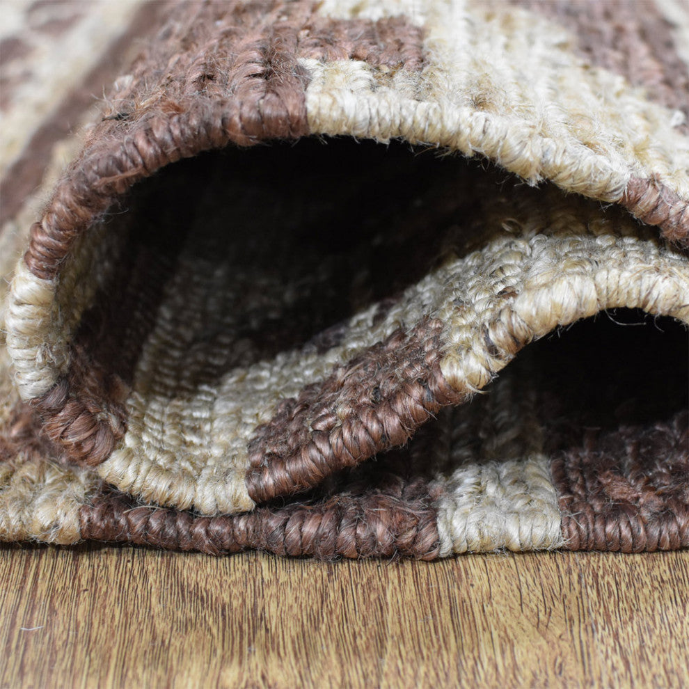 HAND KNOTTED SUMAK JUTE ECO-FRIENDLY SOLID AREA RUG,Brown Beige,Oriental,Outdoor, [Rectangle] 5'x8'