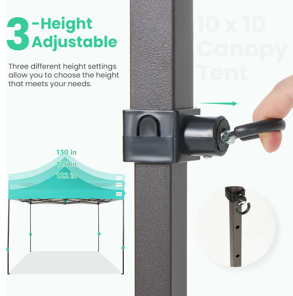 JEAREY Pop Up Canopy Tent, Outdoor Canopy, 4 Sand Bags, Peacock Blue, 10x10ft