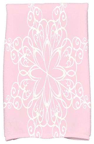 Snowflake Decorative Holiday Geometric Print Hand Towel, Light Pink