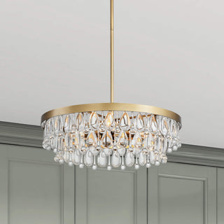 Bonnie Brushed Brass 4-light Crystal Teardrop Round Chandelier
