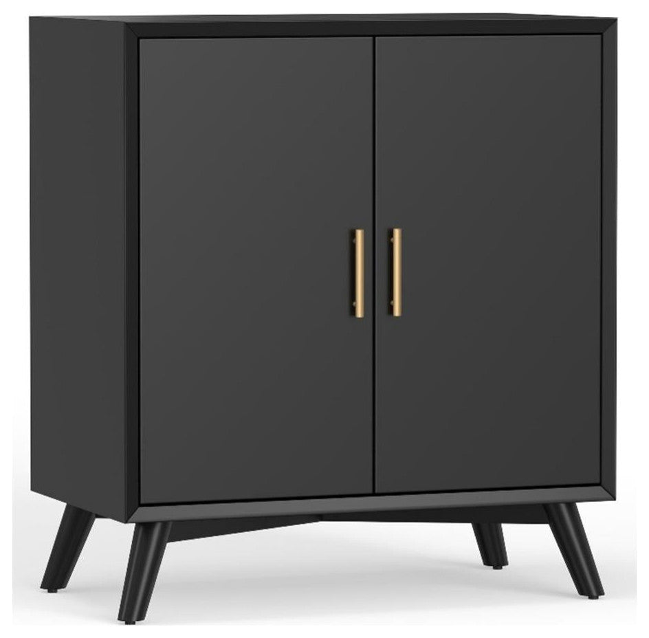 Alpine Furniture Flynn Small Wood Bar Cabinet in Black
