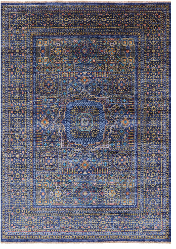 5' 8" X 7' 11" Hand Knotted Mamluk Geometric Wool Rug - Q12264