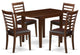 5Pc Dining Set, A Table, 4 Dinette Chairs, Faux Leather Seat, Mahogany Finish