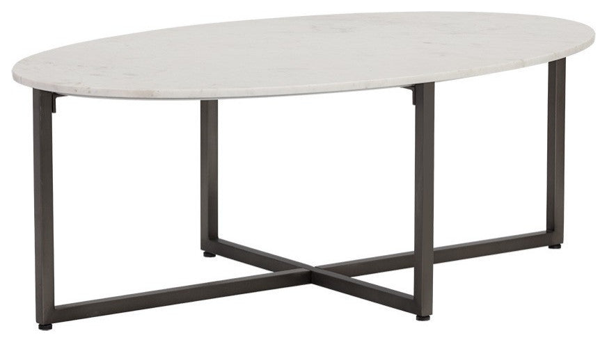 Kiara Coffee Table, Gunmetal, White Marble