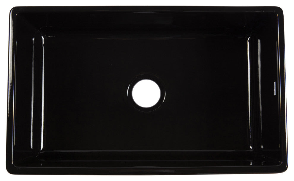 Austen Gloss Black Fireclay 30" Single Bowl Farmhouse Undermount Kitchen Sink