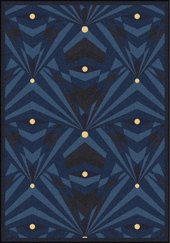 Any Day Matinee Rug, Deco Strobe, Navy, 3'10"x5'4"
