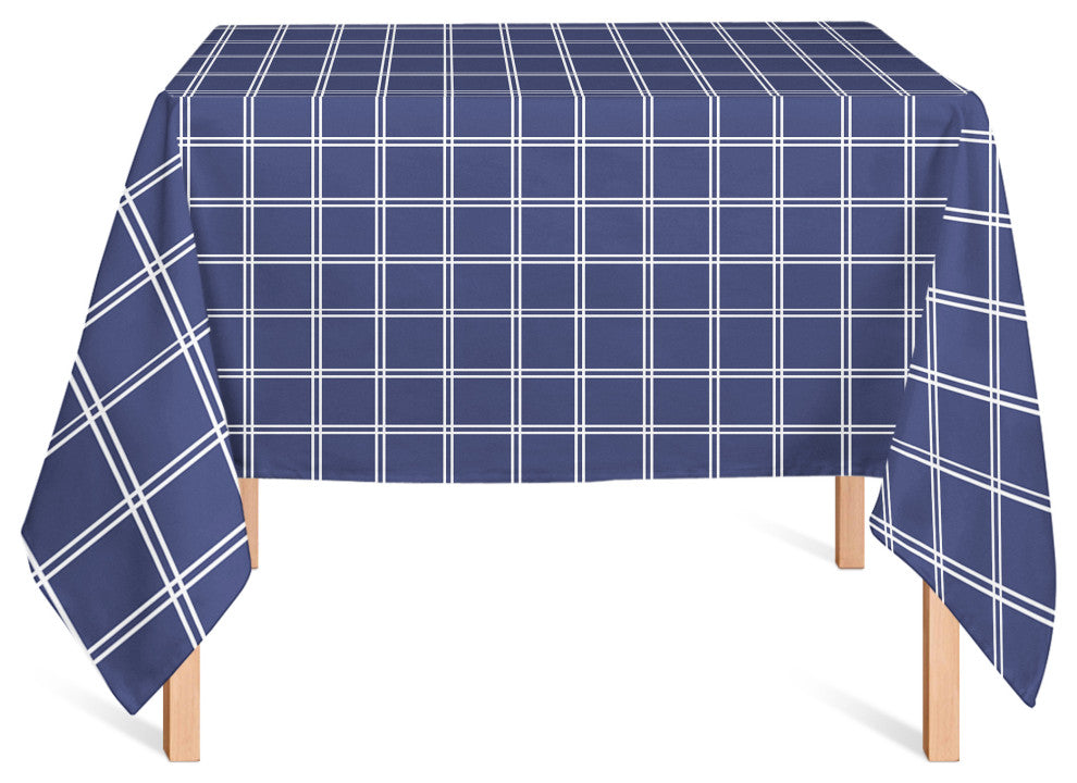 Navy and White Grid 58x58 Tablecloth
