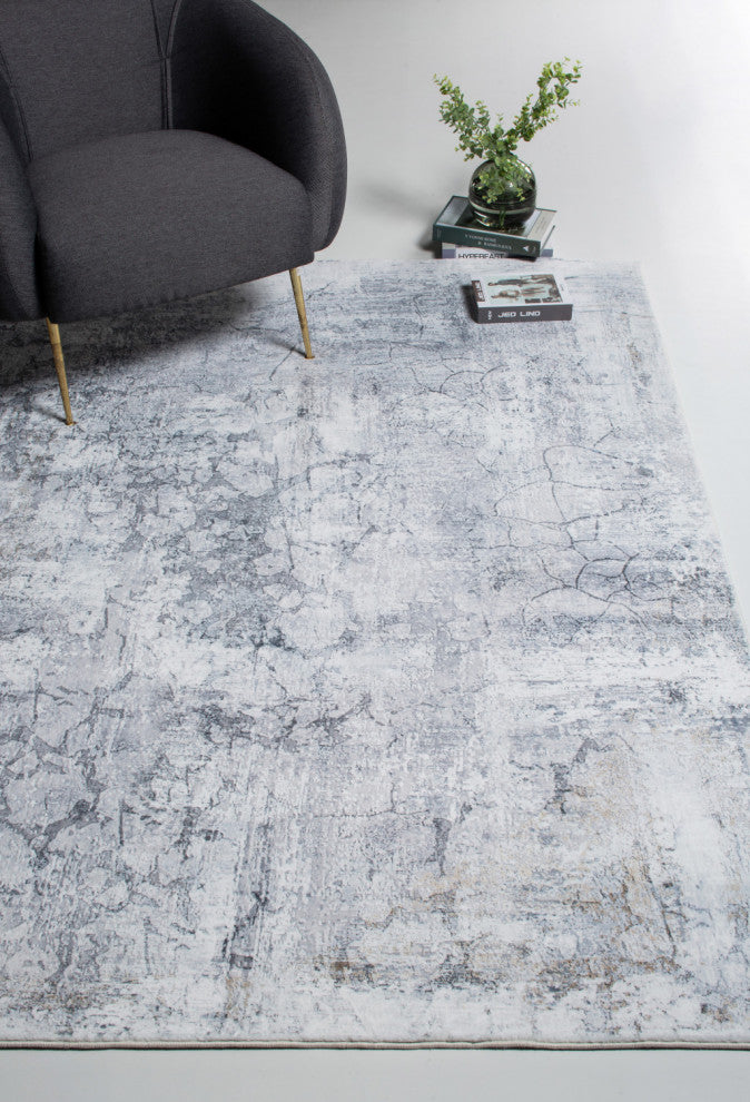 8"x10" Gray Distressed Marble Area Rug