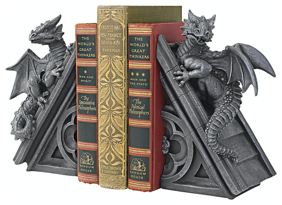 Gothic Castle Dragons Sculptural Bookends