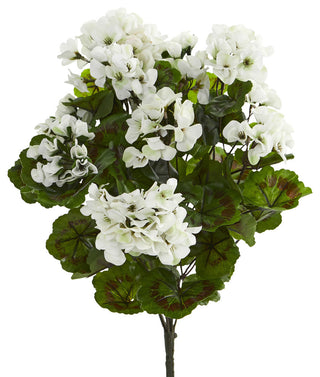 Geranium Artificial Bush, UV Resistant, Set of 3, Indoor/Outdoor