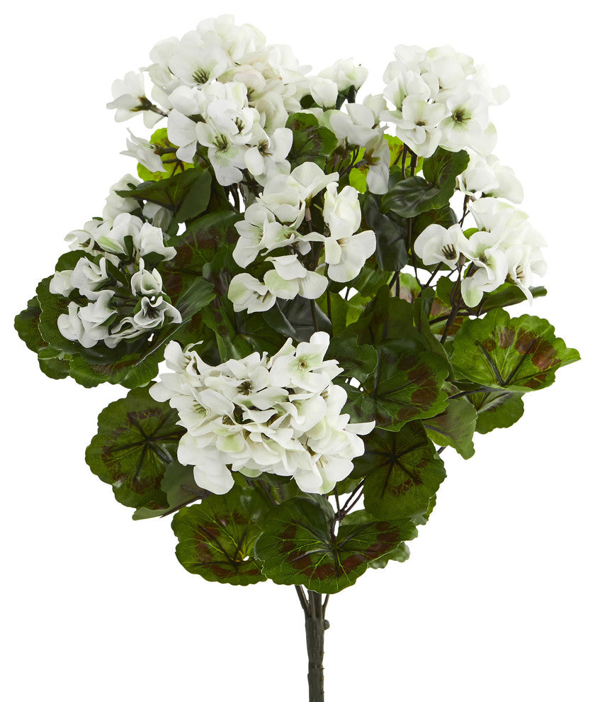 Geranium Artificial Bush, UV Resistant, Set of 3, Indoor/Outdoor