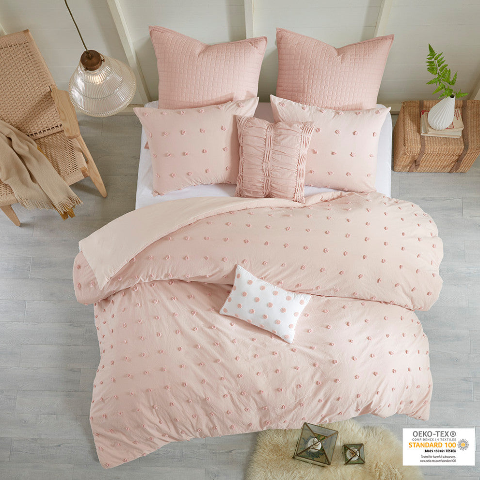 Urban Habitat Brooklyn Pom-Pom 7-Piece Duvet Cover Set, Pink