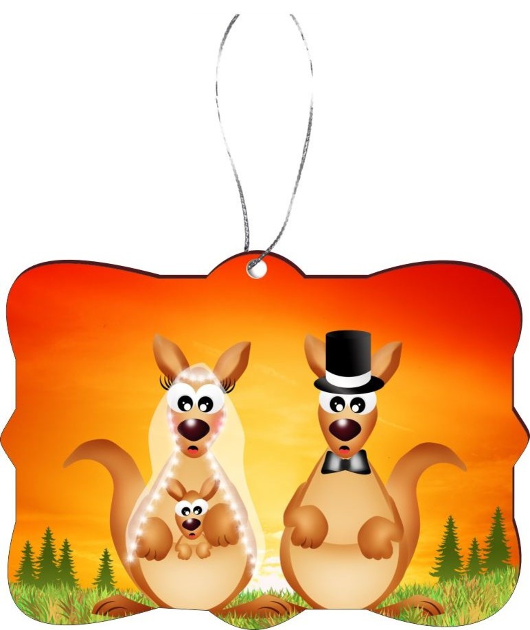 Kangaroos in Love Wedding Design Rectangle Christmas Tree Ornament