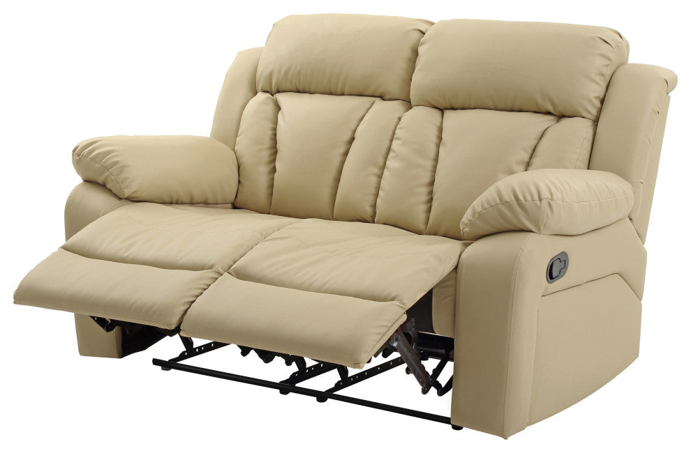 Daria 62 in. W Flared Arm Faux Leather Straight Reclining Sofa, Beige