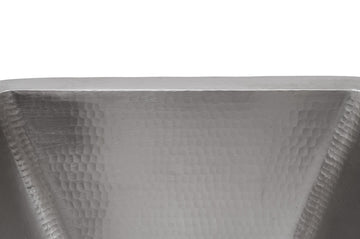 15" Square Hammered Copper Bar/Prep Sink in Nickel, 3.5" Drain Opening