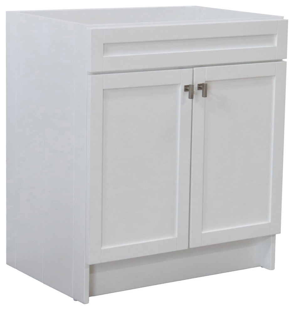 SmartFold 30" Single Sink Vanity Cabinet, White Finish, Nickel Hardware