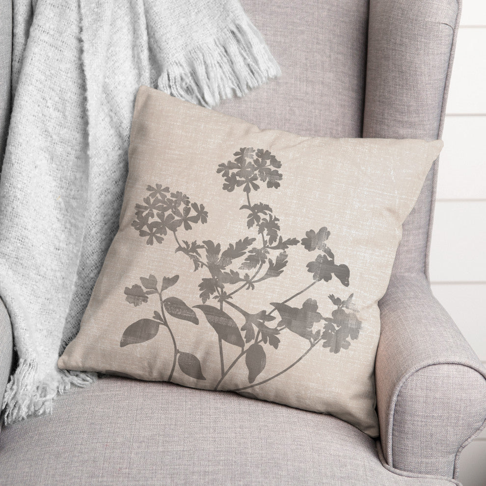 Neutral Distressed Florals 18"x18" Spun Poly Pillow