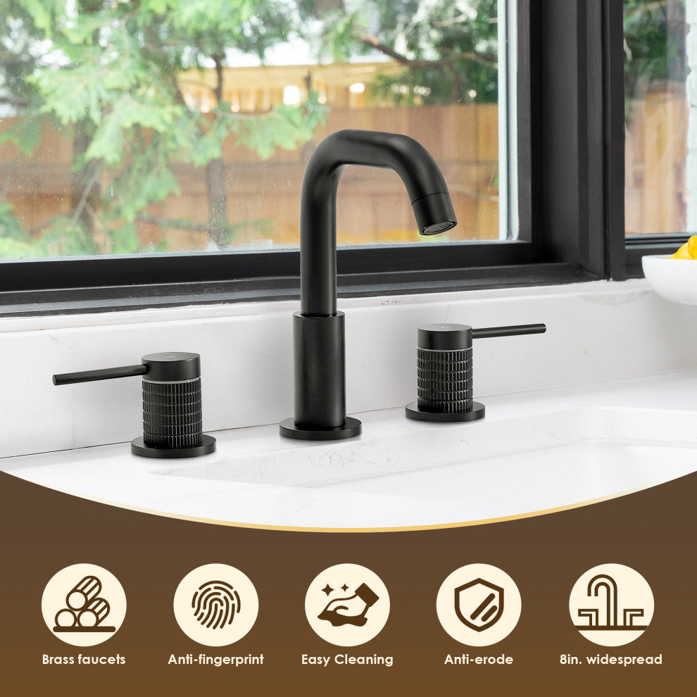 Versace 8" Widespread 2-Handle Bathroom Faucet, Matte Black